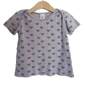 Kate Quinn Short Sleeve Lap Neck Tee Tiny Lavendar Hearts - 18-24M